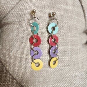 Multi color Ring Dangling Earrings